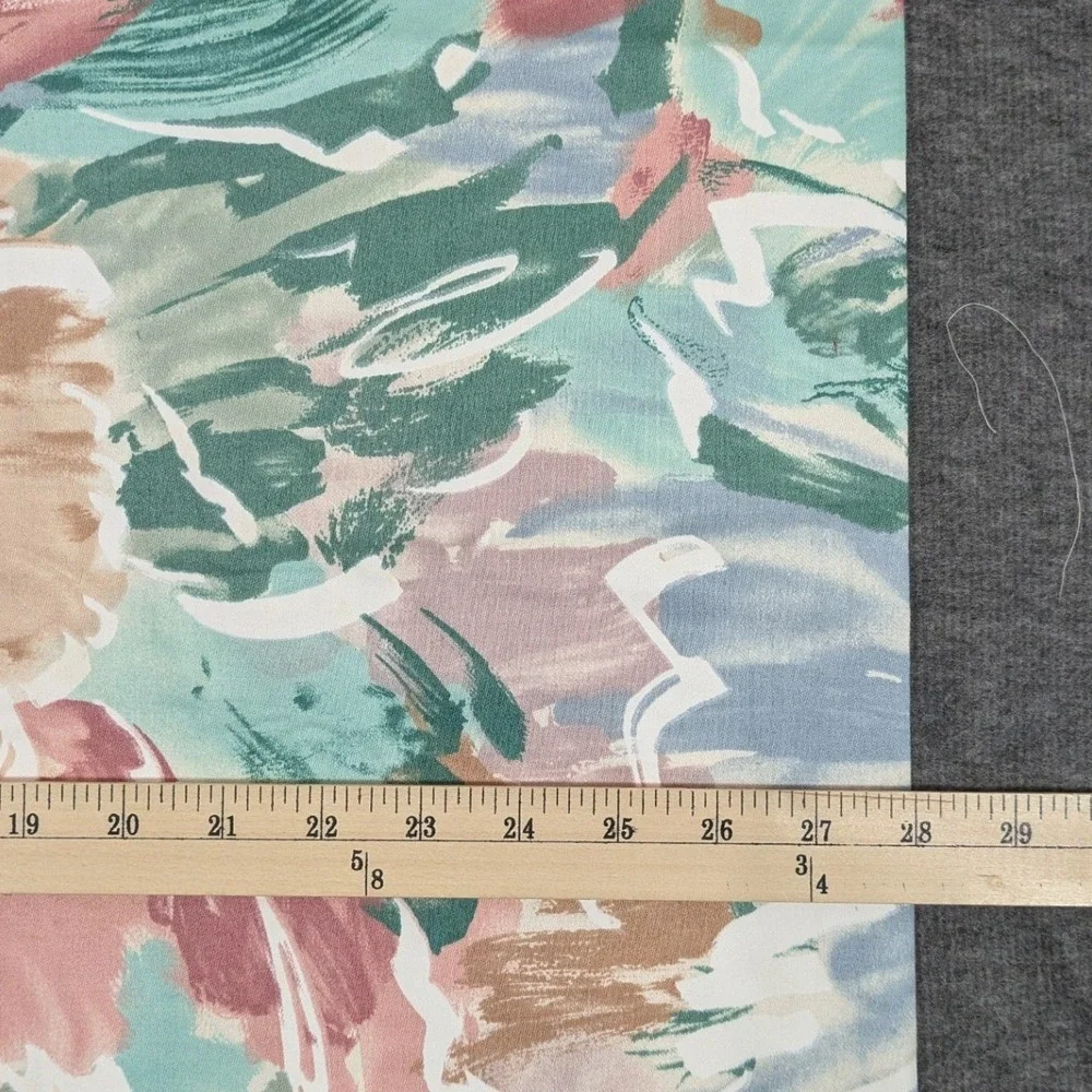 Vintage 1989 Riverdale Conny Fabric Amin Kalaf Floral Remnant 28x35 Teal‎ Pink